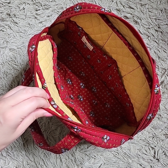 Vintage Retired Pattern Vera Bradley Provincial Red Small Bowling Bag Purse Y2K - Picture 6 of 13